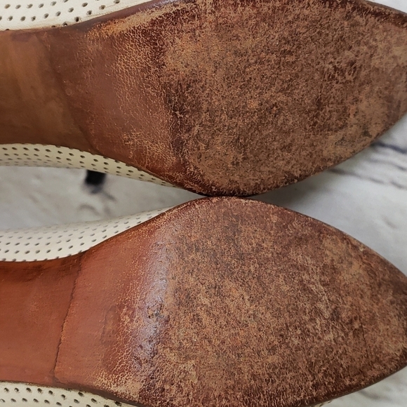 EVAN-PICONE Leather Heel Pumps Taupe Perferated Made in Spain 8N - Picture 4 of 13